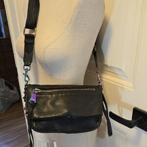 Aimee Kestenberg Leather Crossbody Bag With Iridescent Hardware Perfect Size